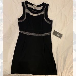 Black BCBGENERATION Dress with silver sheer panels